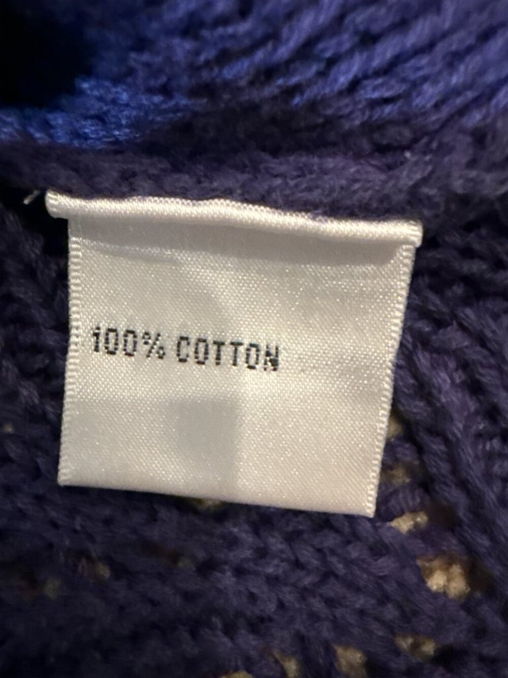 Talbots Sz 3X Purple Indigo 100% Cotton Open Knit 3-Button Cardigan Sweater - Picture 6 of 8